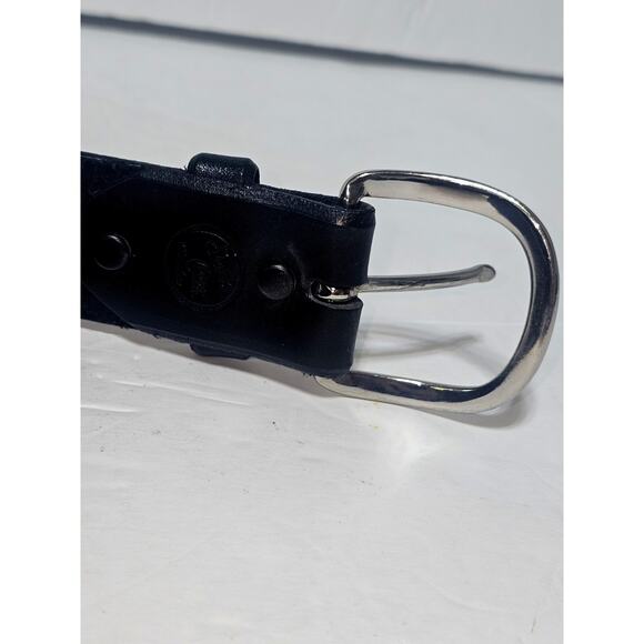 Silver Creek Collection Black Leather Belt 38 Solud Pattern USA - Picture 2 of 11